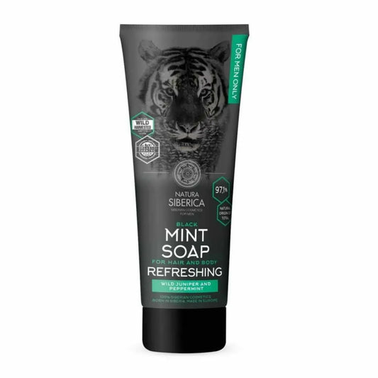 Czarne Mydło Miętowe Odświeżające do Włosów i Ciała MEN 200 ml - Natura Siberica