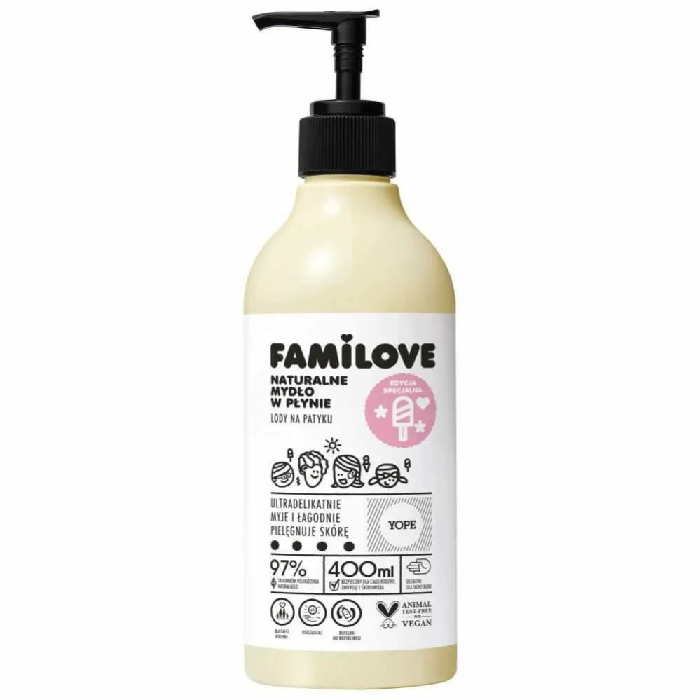 Naturalne Mydło w Płynie  LODY NA PATYKU 400 ml - FAMILOVE