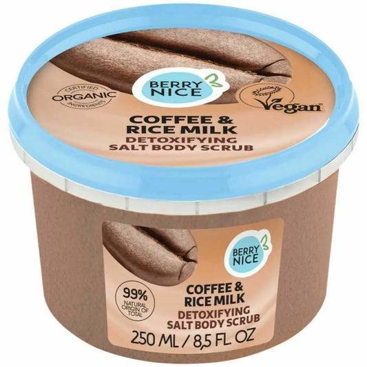 Oczyszczający Solny Scrub do Ciała Kawa & Mleko Ryżowe 250 ml - Berry Nice
